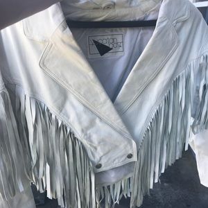 Vintage white leather jacket and skirt